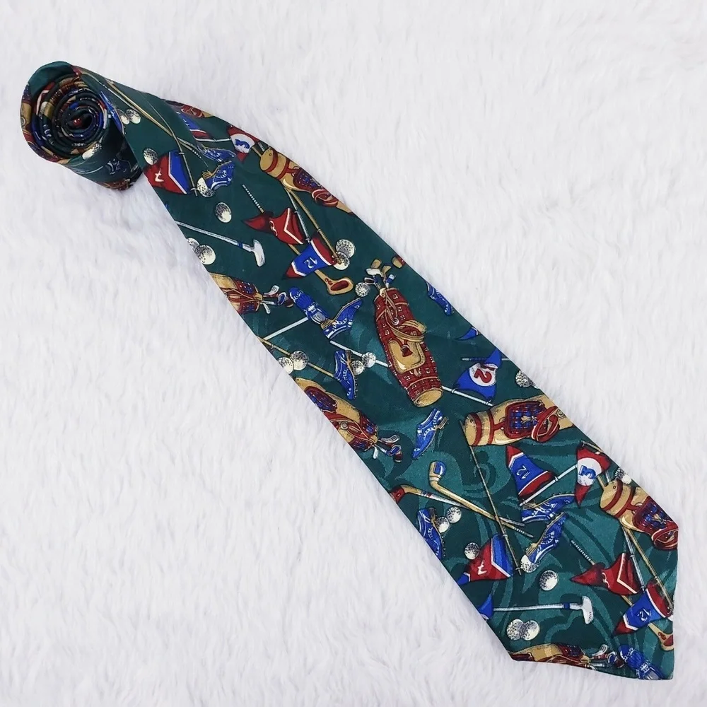 Del Cino Golf 100% Polyester Men Necktie Geometric 58x4 - NWOT
